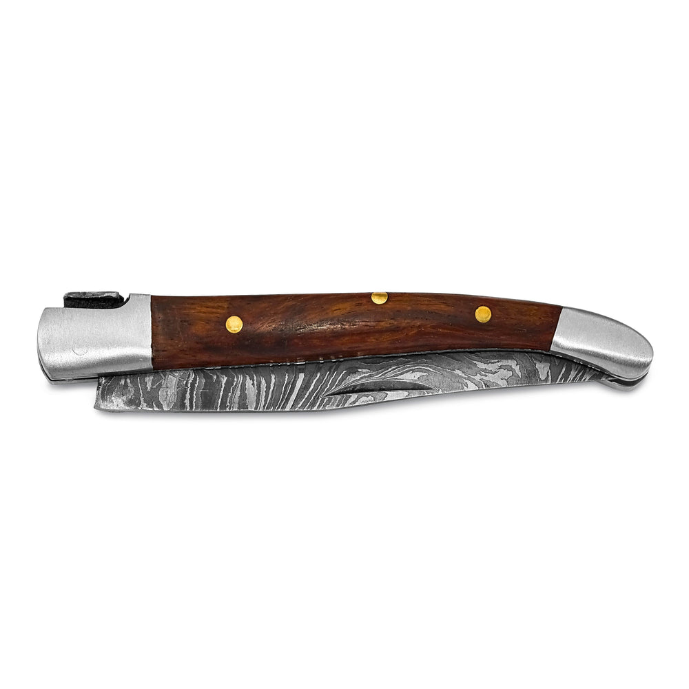 256Layer Folding Blade Walnut Wood Handle Knife