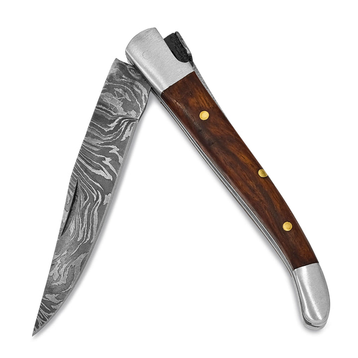256Layer Folding Blade Walnut Wood Handle Knife