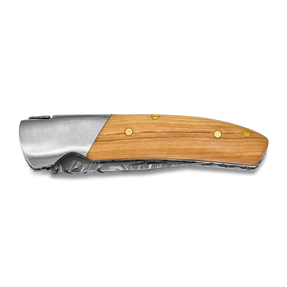 Damascus 256Layer Folding Blade Wood Knife
