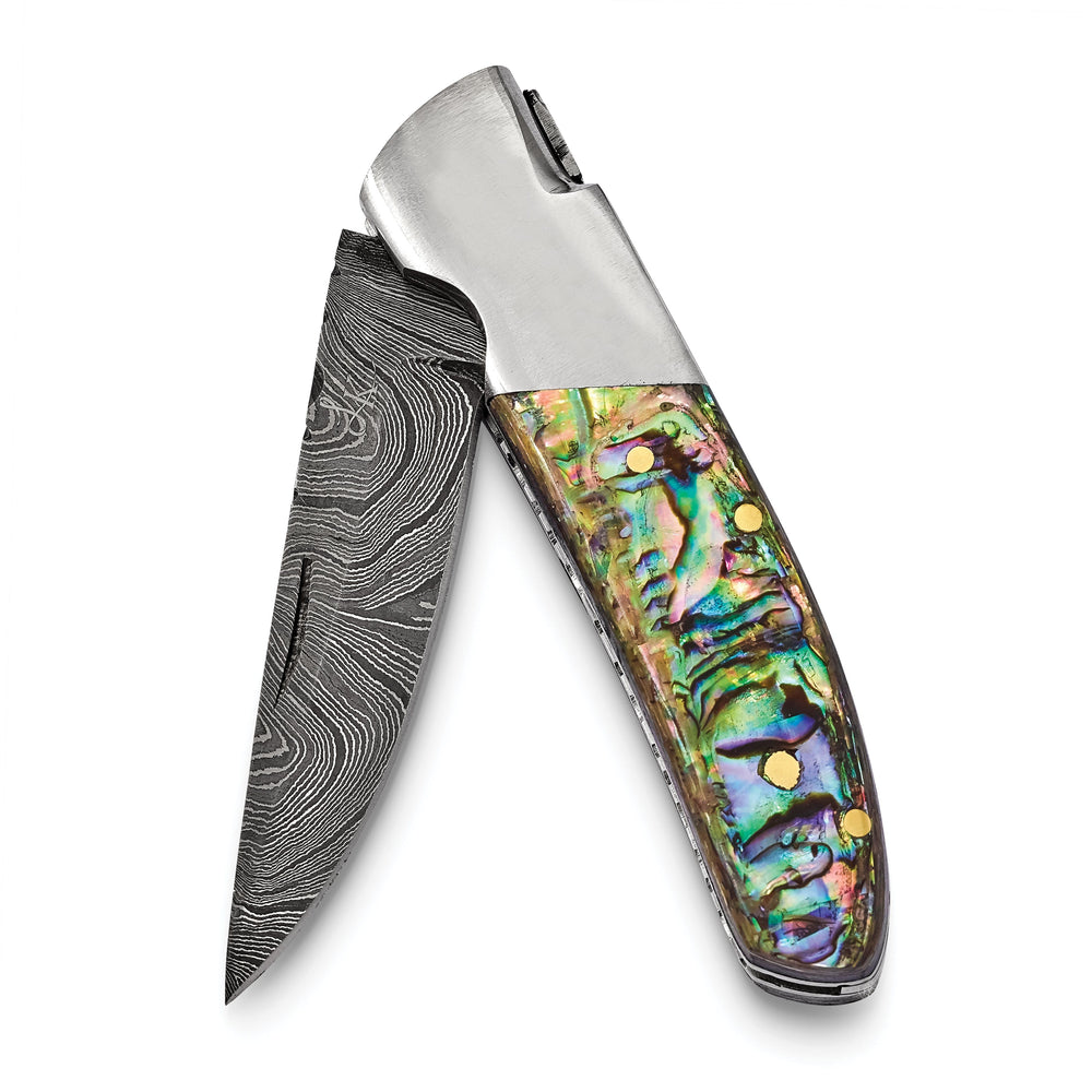 Damascus 256 Layer Folding Blade Abalone Knife