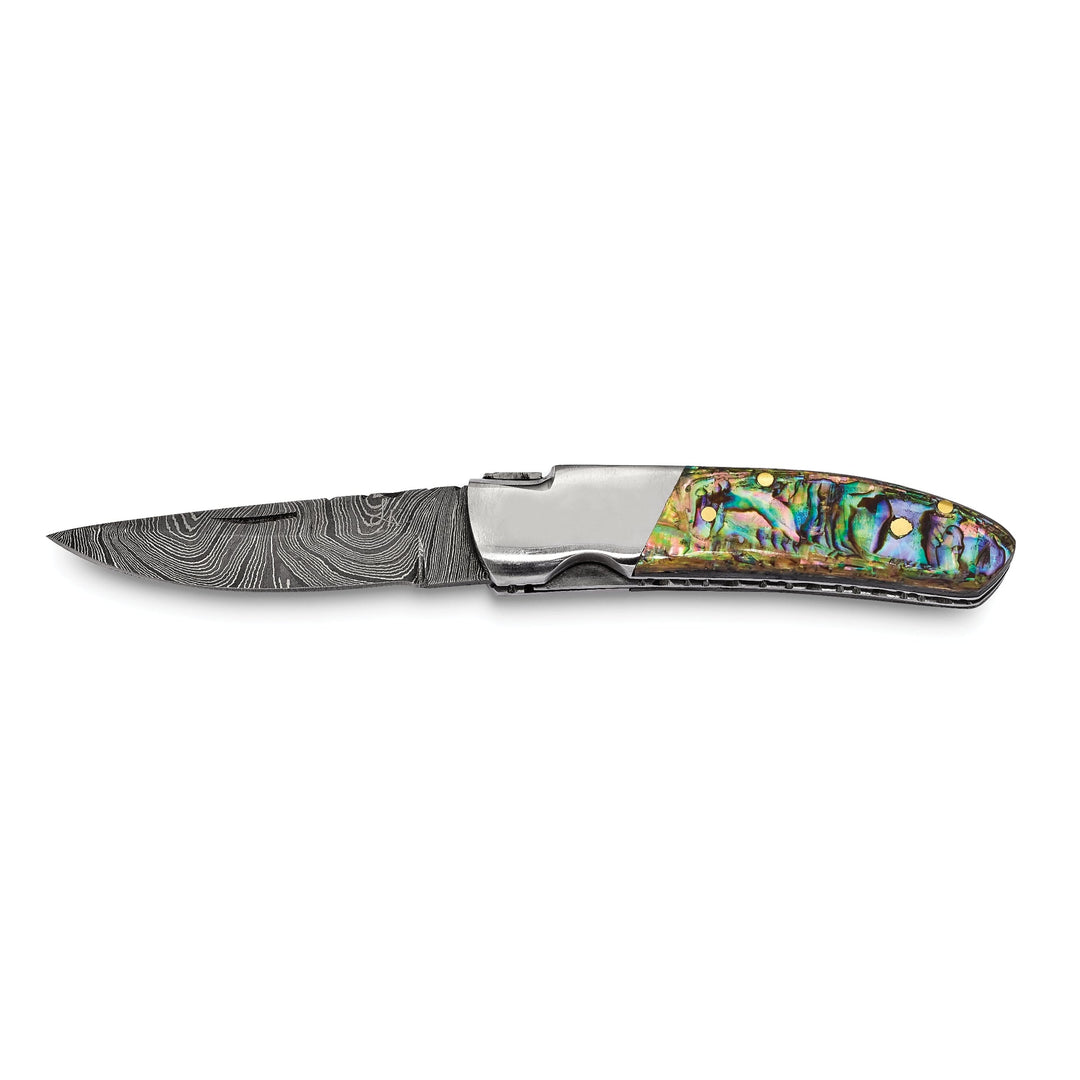 Damascus 256 Layer Folding Blade Abalone Knife