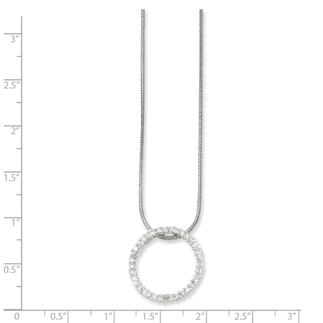 Rhodium Plated Cubic Zirconia Circle Necklace