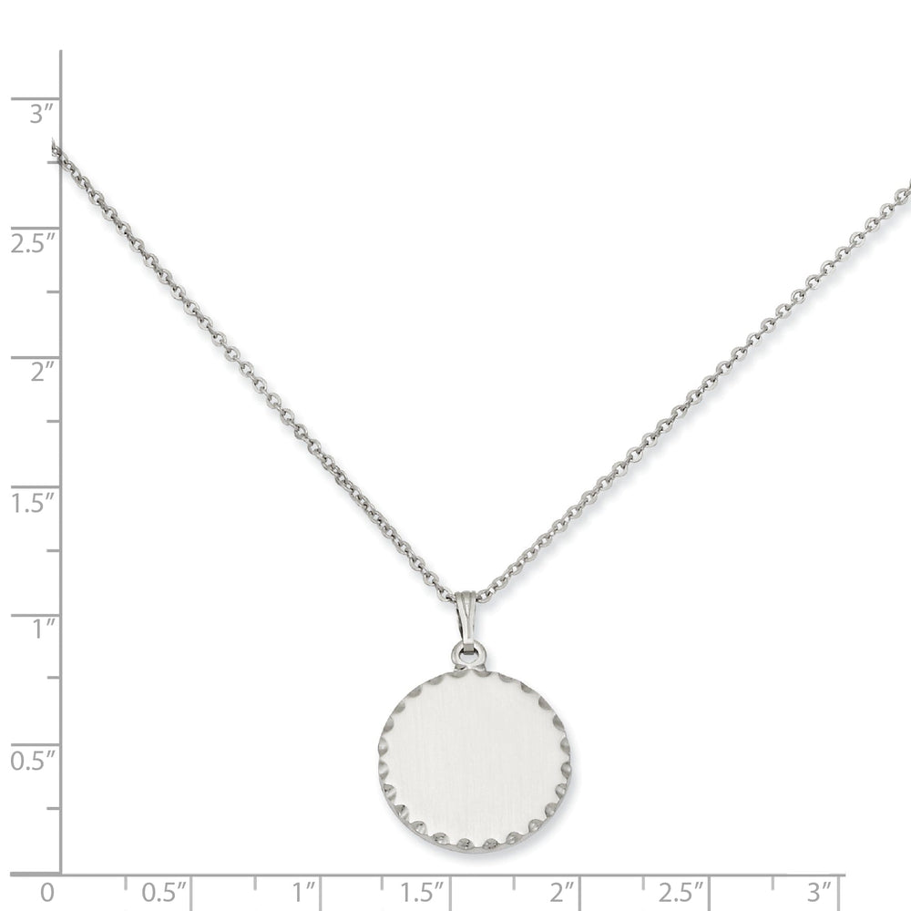 Rhodium Plated Round Engraveable Disc Necklace