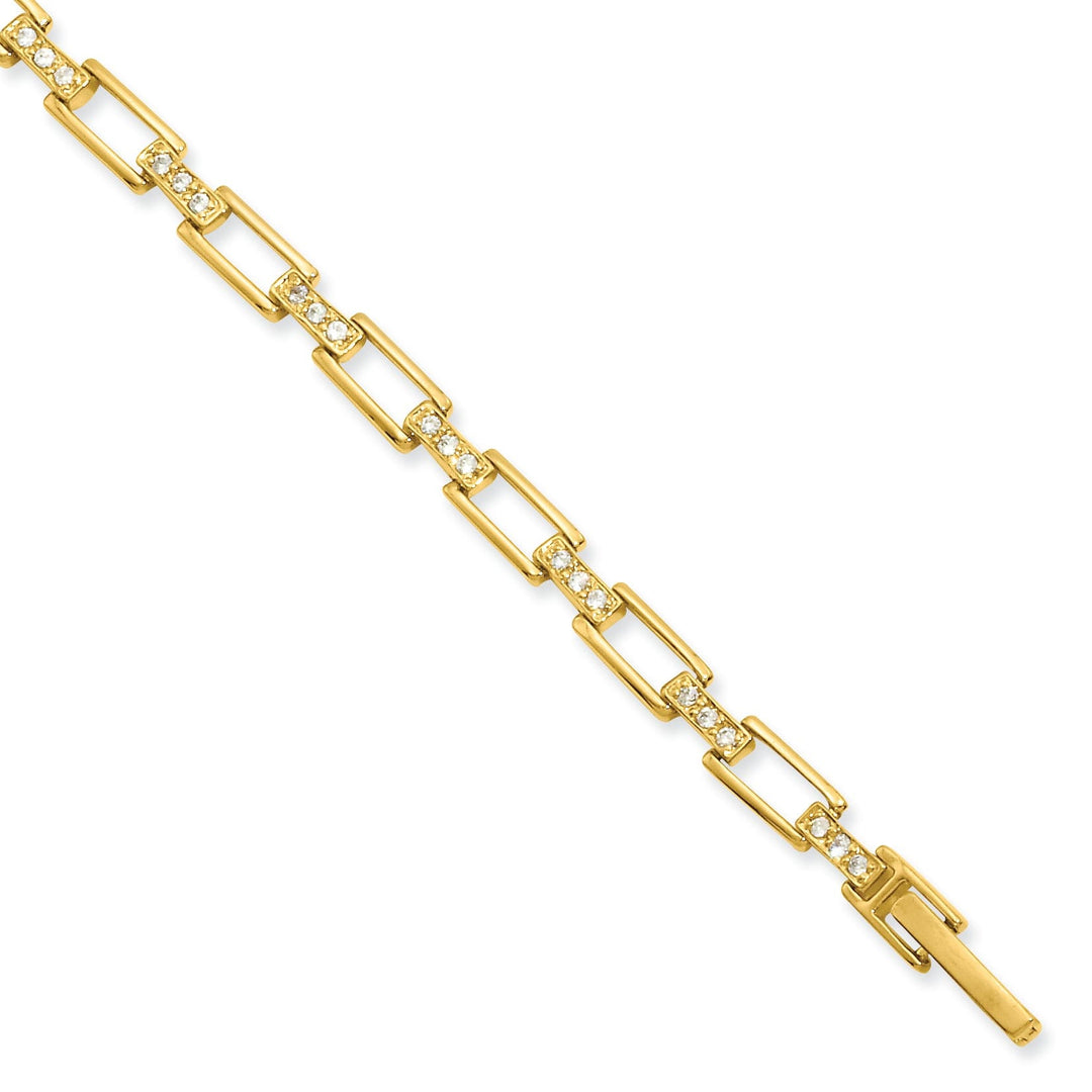 Gold Plated Link Cubic Zirconia Bracelet