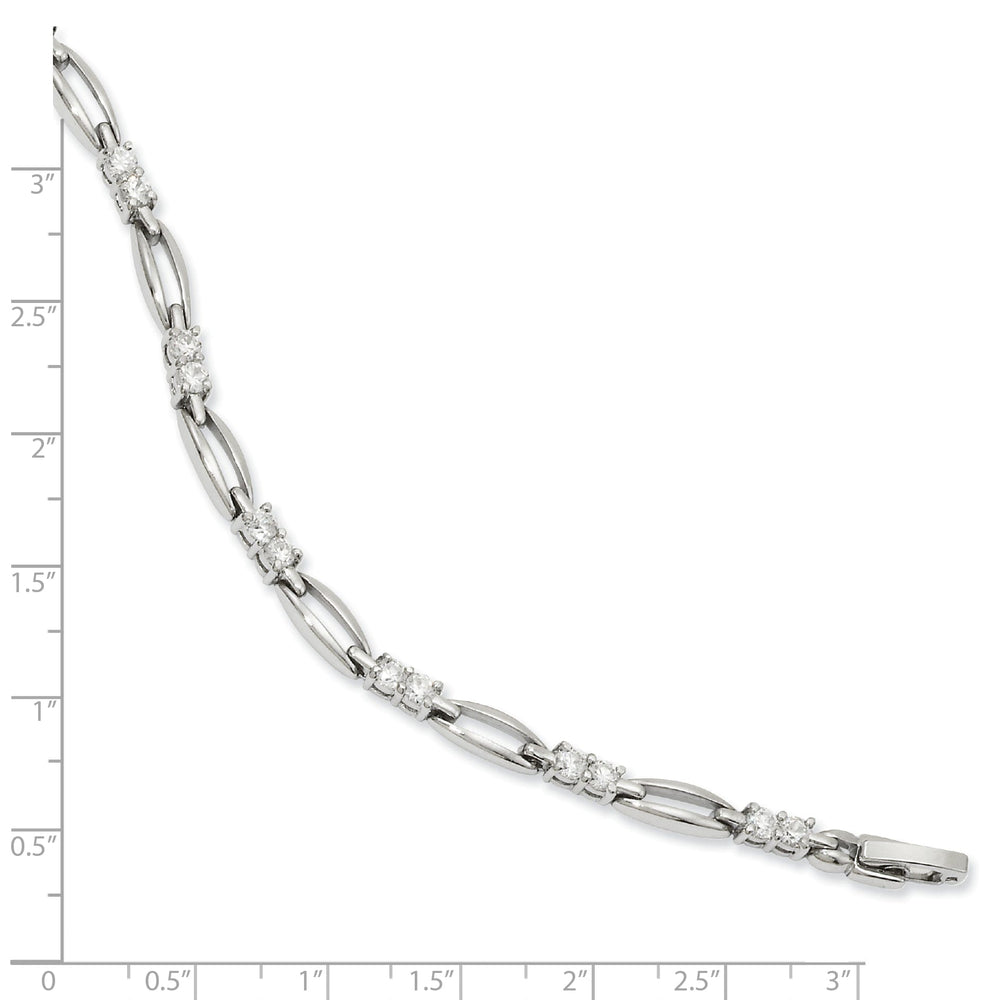 Rhodium Plated Link Cubic Zirconia Bracelet