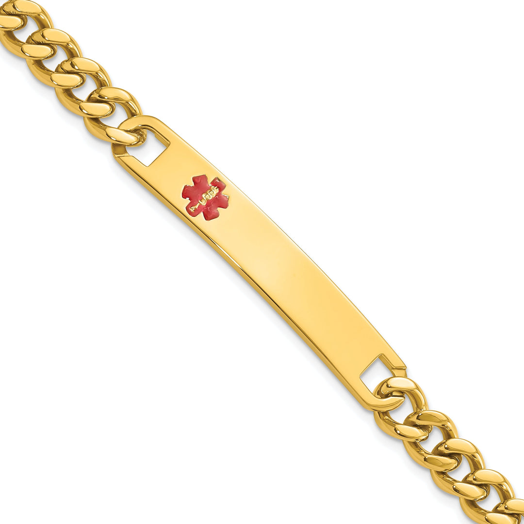 Gold Plated Small Red Epoxy Medical ID Bracelet