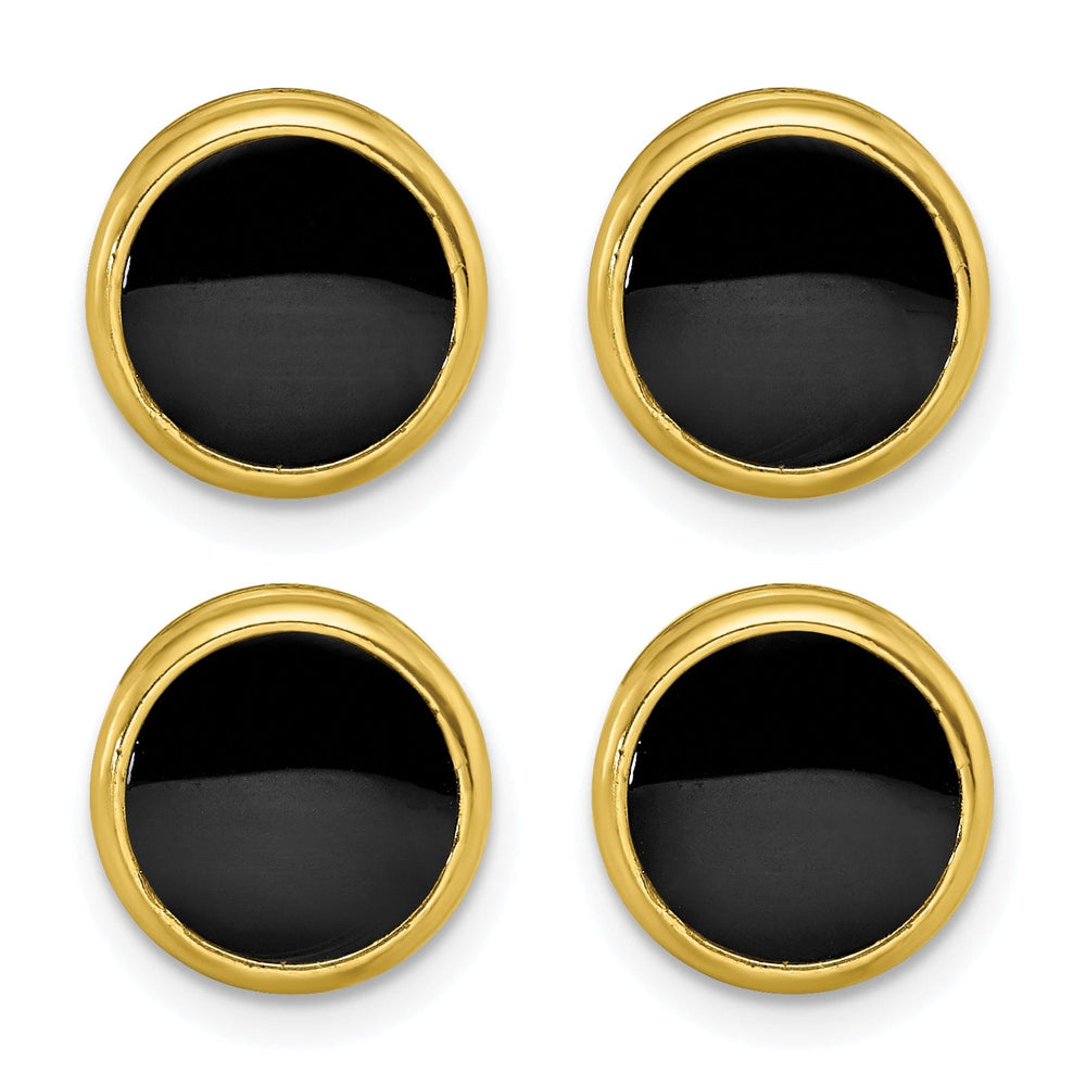 Gold Plated Four Piece Black Epoxy Tuxedo Studs