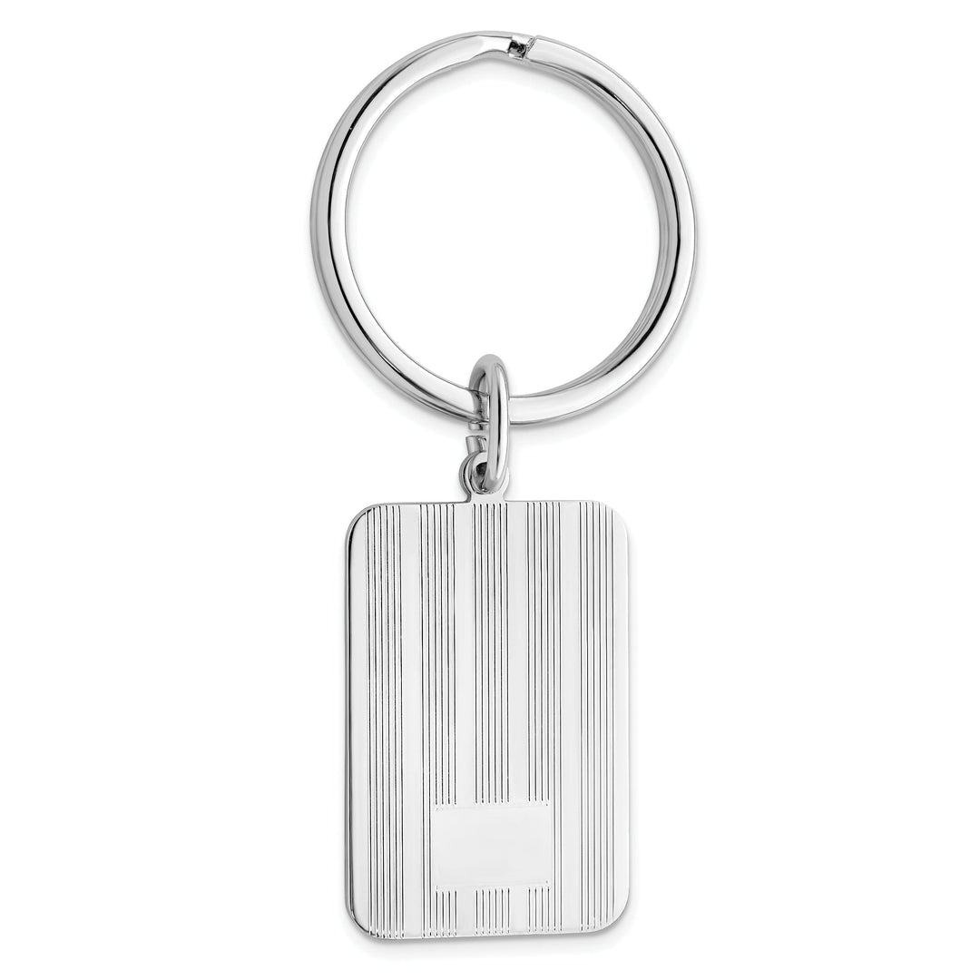 Rhodium Plated Lined Engravable Key Ring