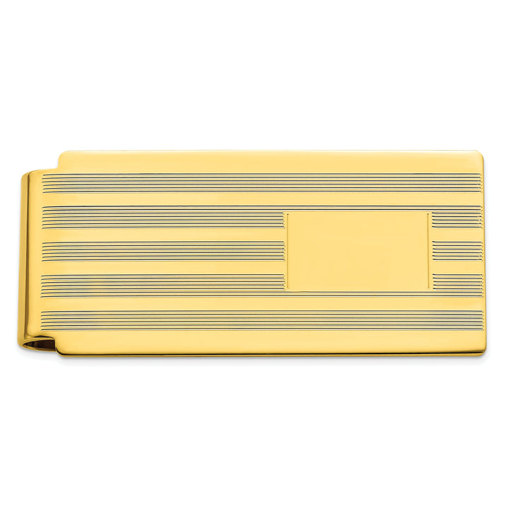 Gold Plated Lined Engravable Hinged Money Clip