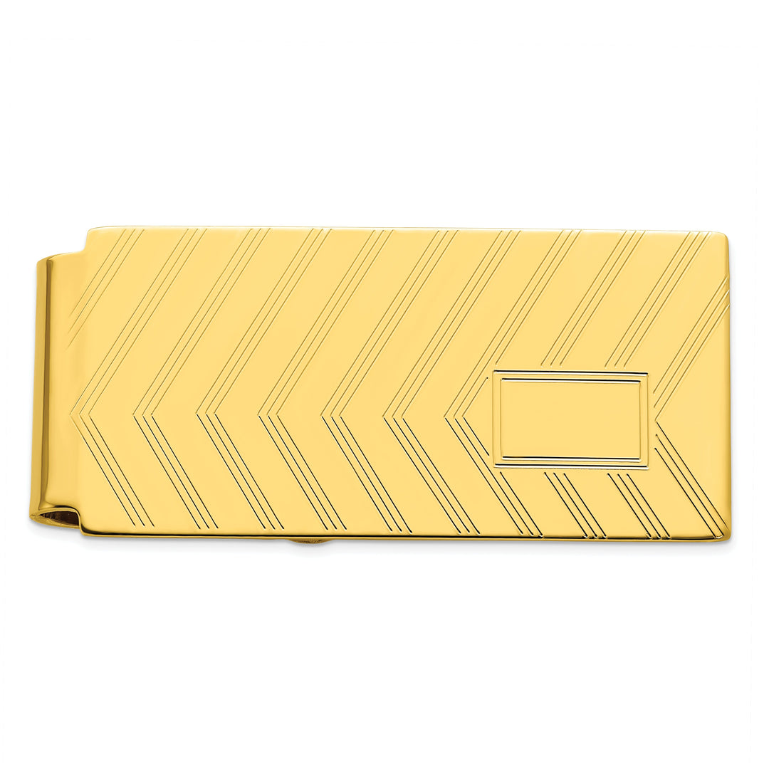 Gold Plated Angles Engravable Hinged Money Clip