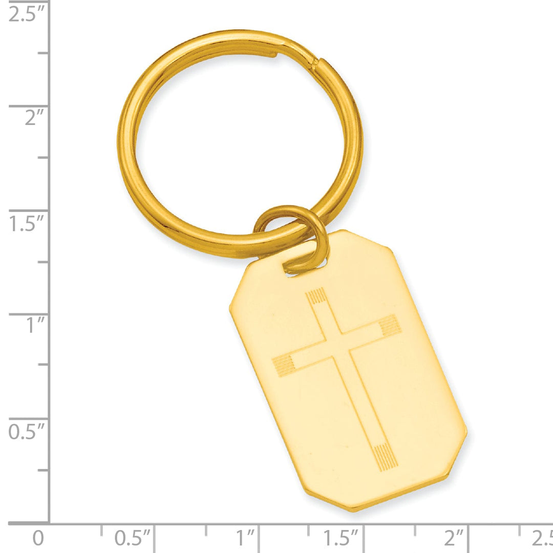 Gold Plated Cross Engravable Key Ring