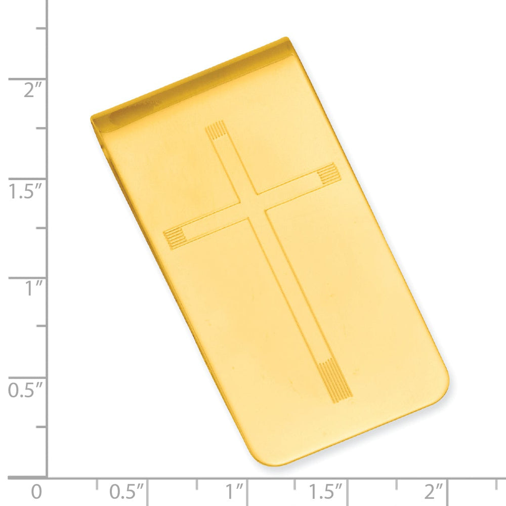 Gold Plated Cross Engravable Money Clip