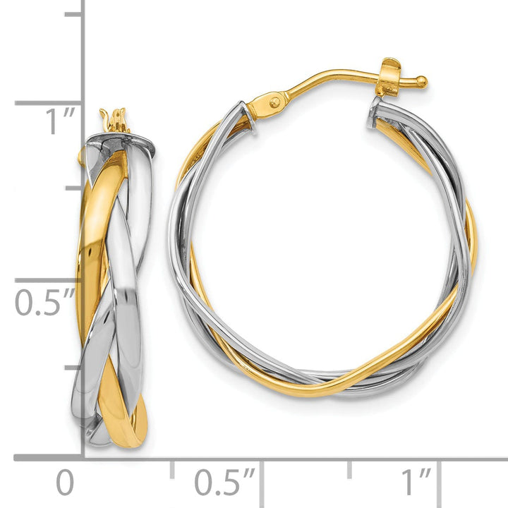 Leslie 14k Two Tone Gold Braided Hoop Earrings