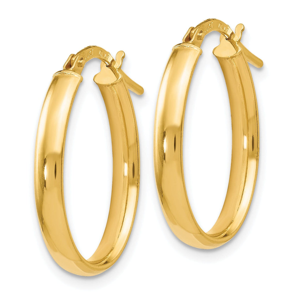 14k Yellow Gold Polished Oval Hoop Earrings
