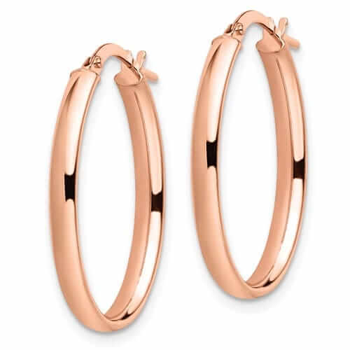 14k Rose Gold Polish Oval Hoop Earrings