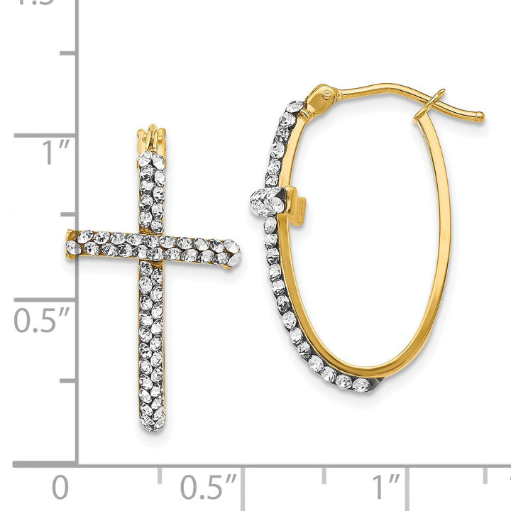 14k Yellow Gold Crystals Swarovski Cross Earrings