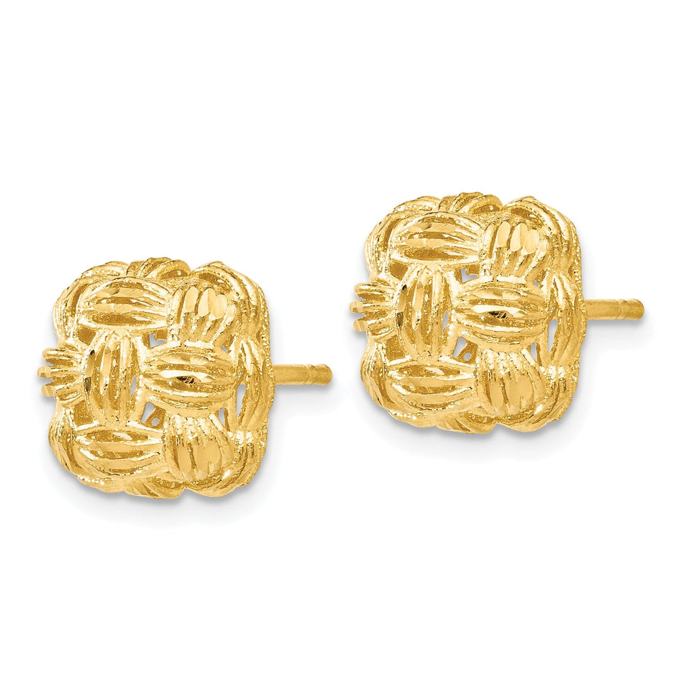 14k Yellow Gold D.C Basketweave Post Earrings
