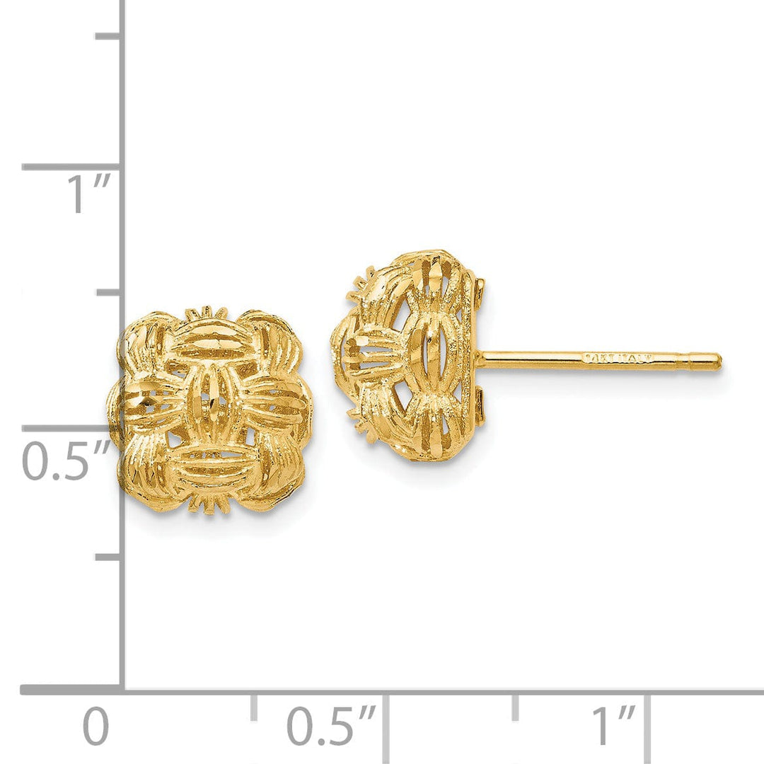 14k Yellow Gold D.C Basketweave Post Earrings