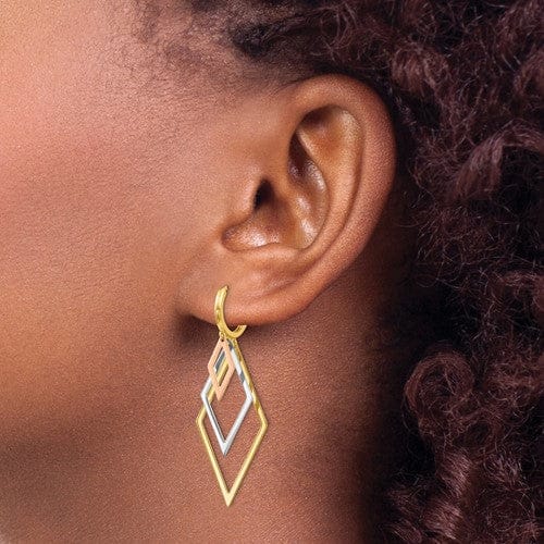 14k Tri Color Gold Earrings