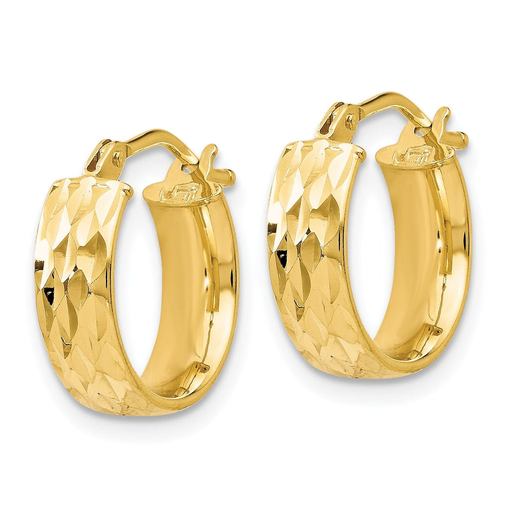 14k Yellow Gold Polished and D.C Hoop Earrings