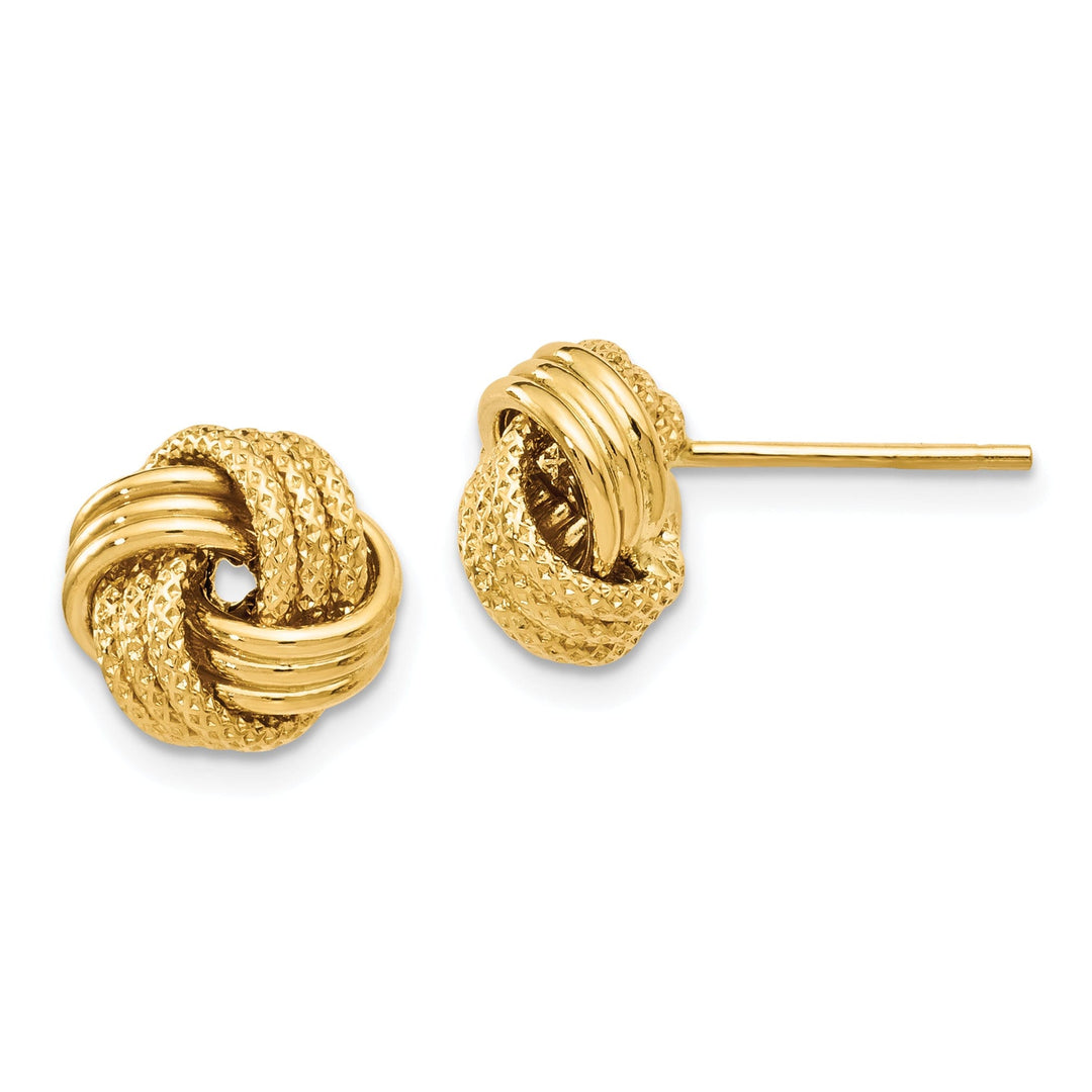 14k Yellow Gold Texture Love Knot Earrings