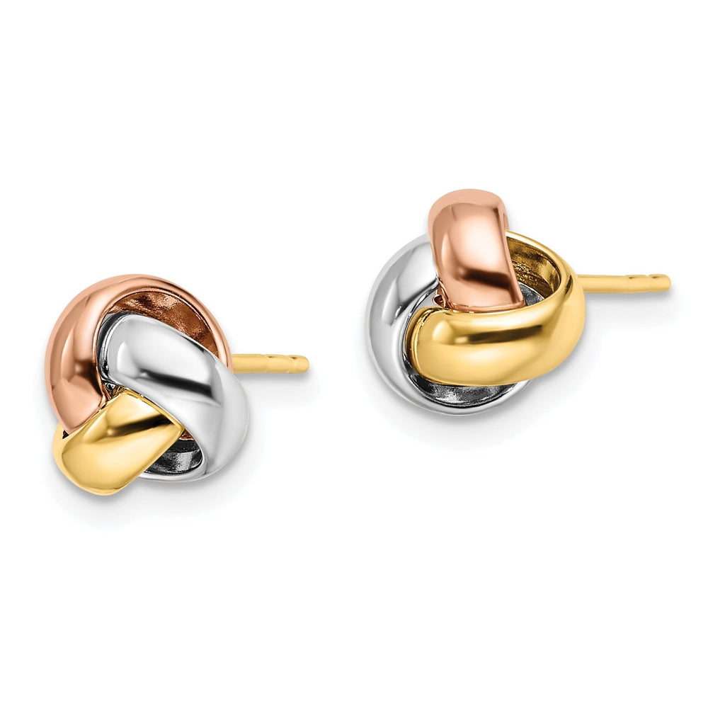 14k Tri Color Gold Polished Love Knot Earrings