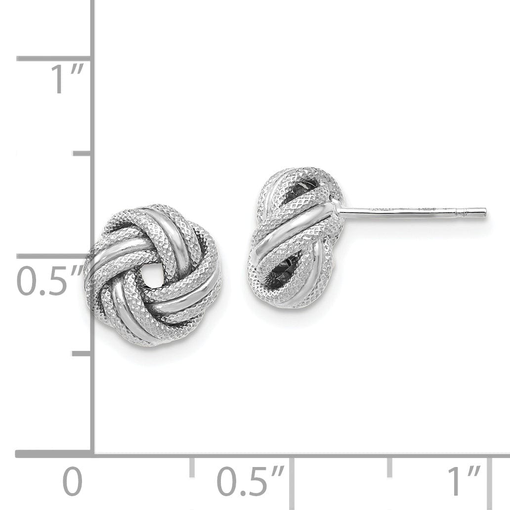 14k White Gold Knot Polished D.C Post Earrings