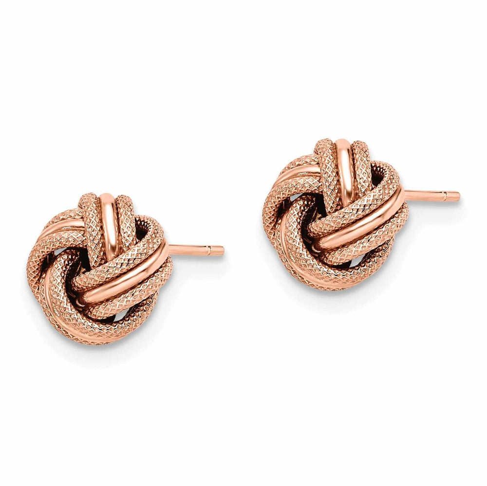 14k Rose Gold Knot Polished D.C Post Earrings