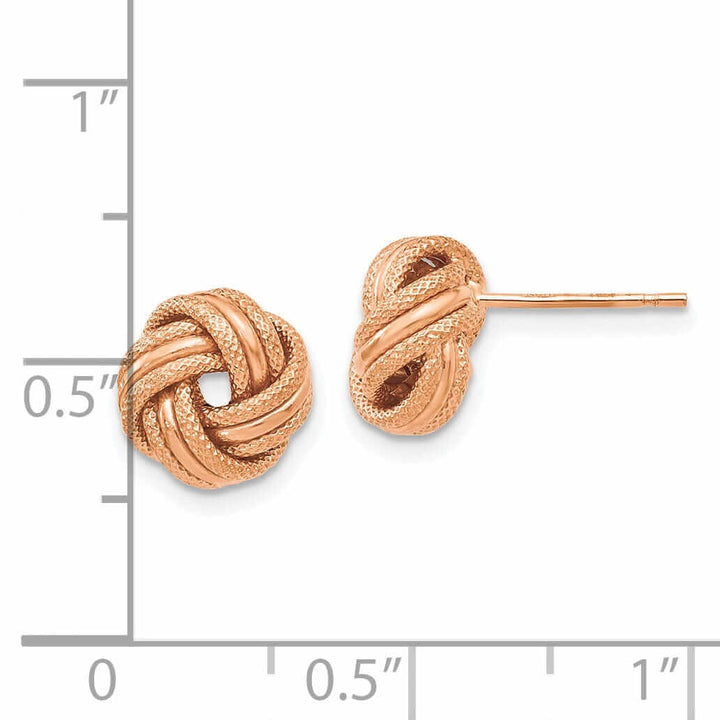 14k Rose Gold Knot Polished D.C Post Earrings