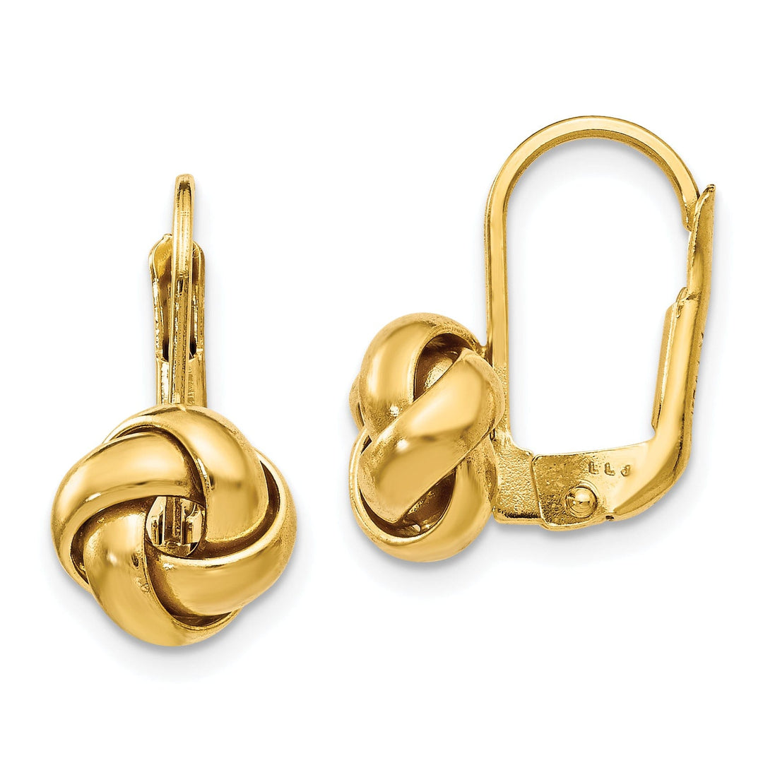 14k Yellow Gold Love Knot Leverback Earrings