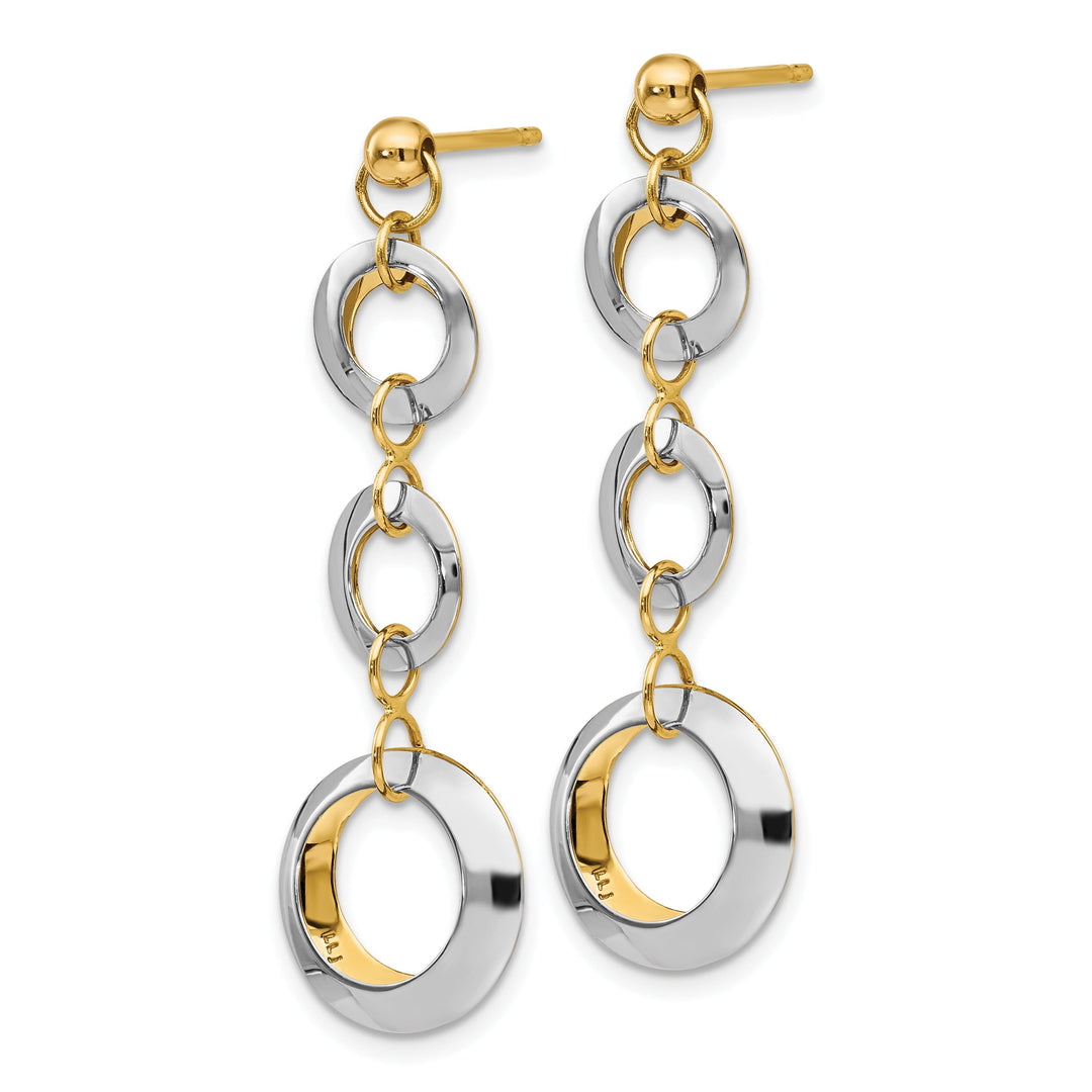 14k Two Tone Gold Circle Post Earrings