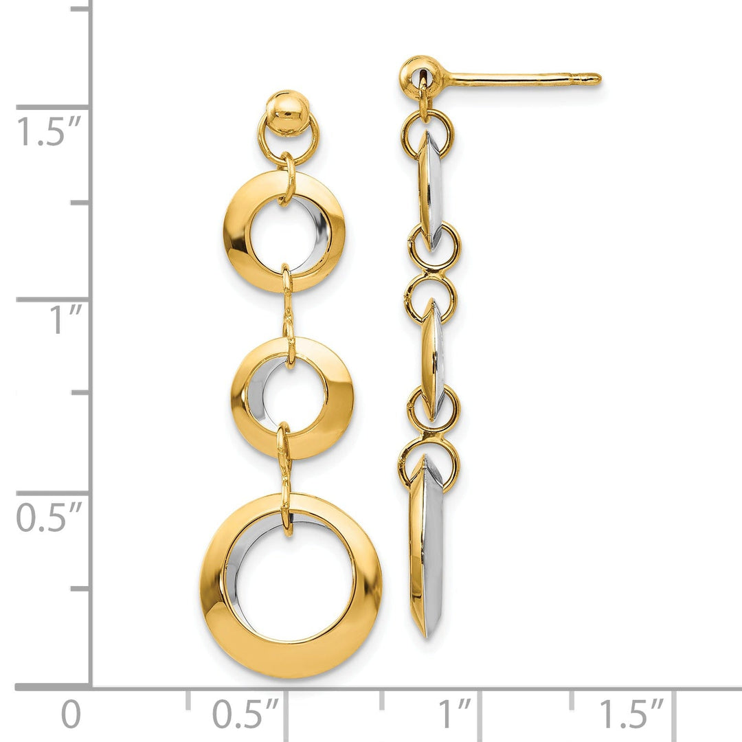 14k Two Tone Gold Circle Post Earrings