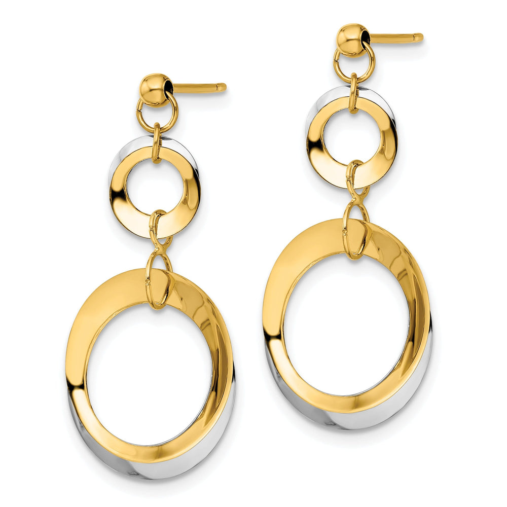 14k Two Tone Gold Polished Circle Post Earrings