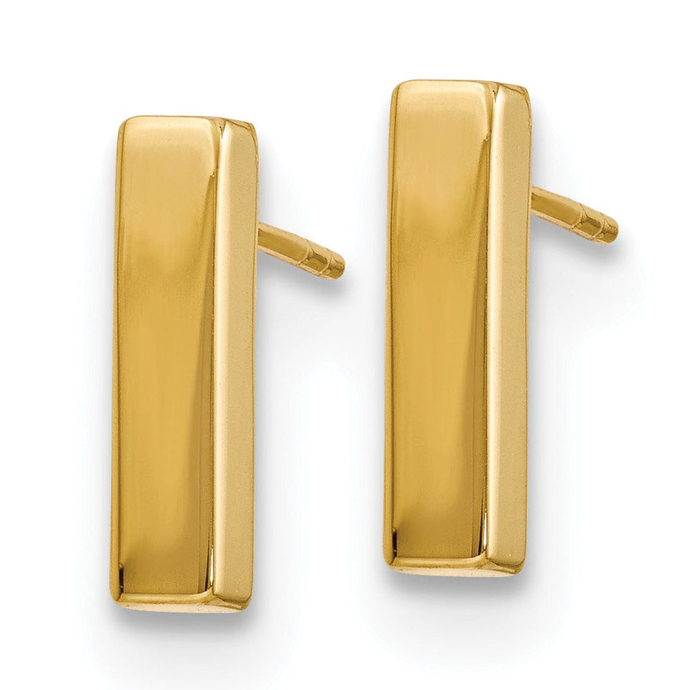 14k Yellow Gold Polished Bar Shape Post Earrings