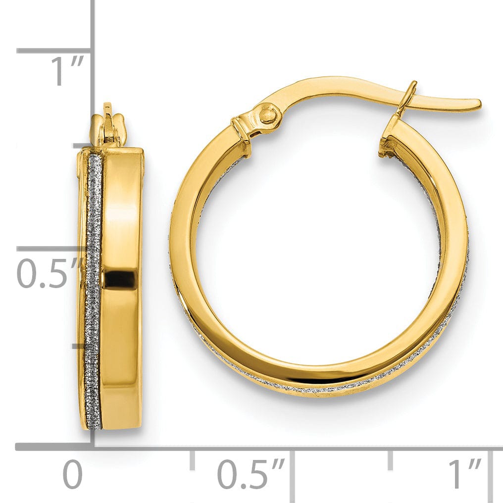 14k Yellow Gold Glimmer Infused Hoop Earrings