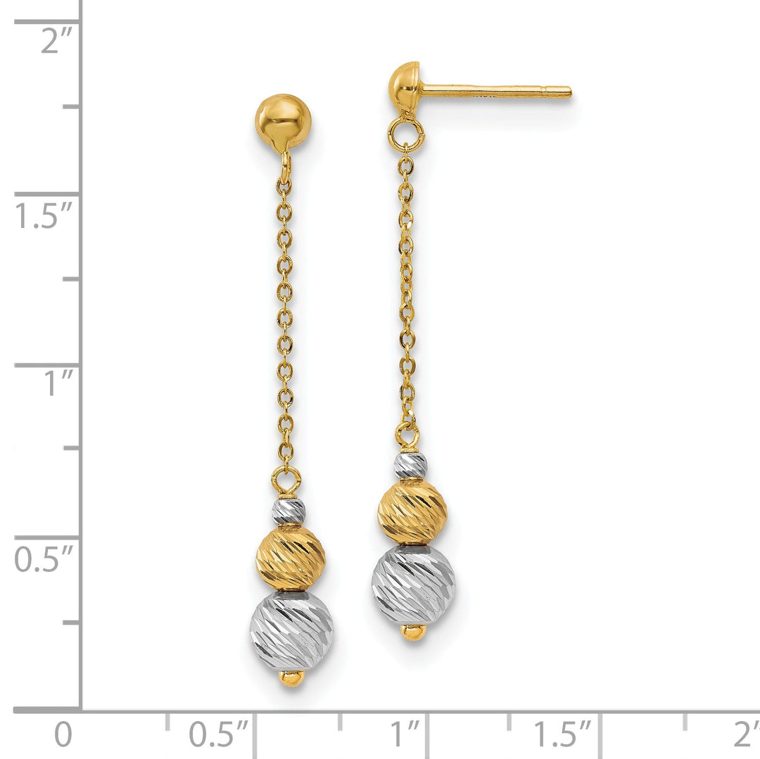 14k Two Tone Gold Textured Dangle Earrings