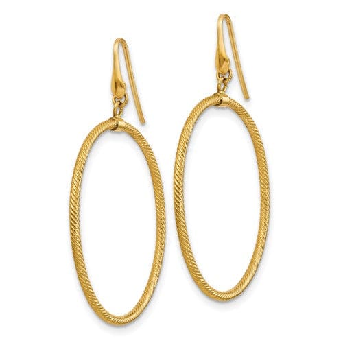 14k Yellow Gold Polished Texture Dangle Earrings