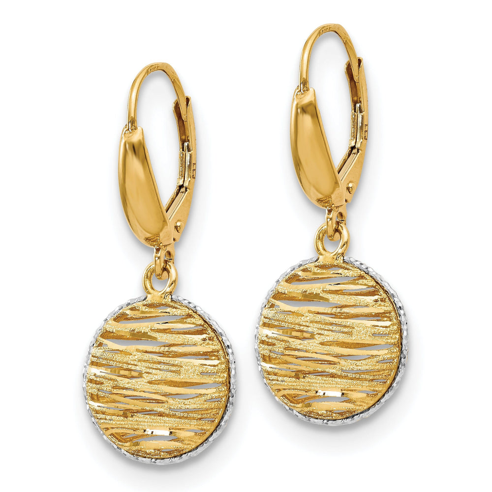 14k Two Tone Gold Polished D.C Hollow Earrings