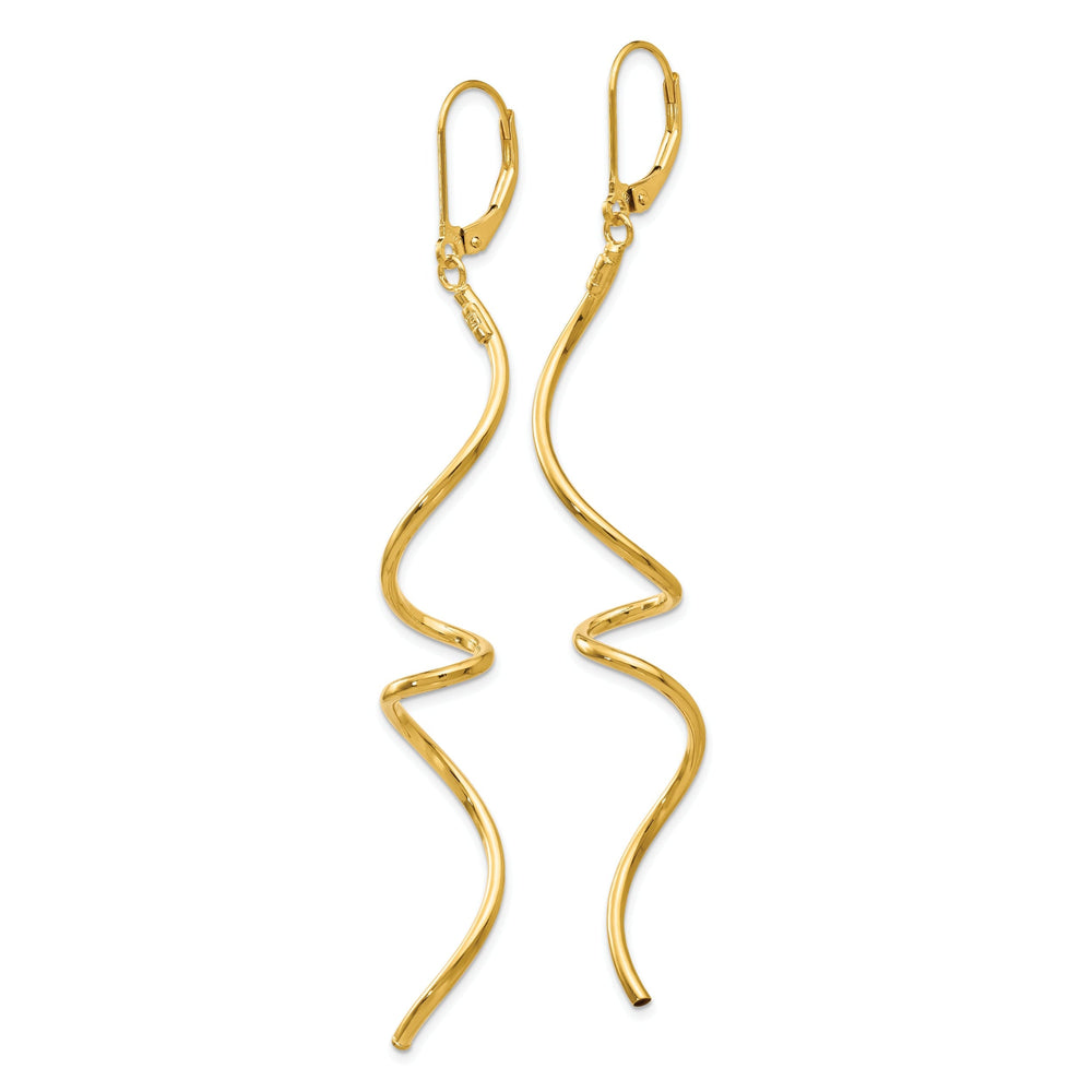 14k Yellow Gold Twisted Dangle Leverback Earrings