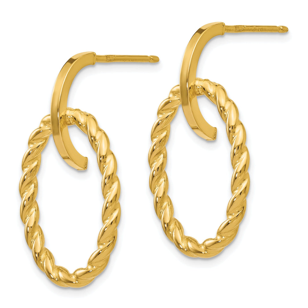 14k Yellow Gold Twisted Post Dangle Earrings