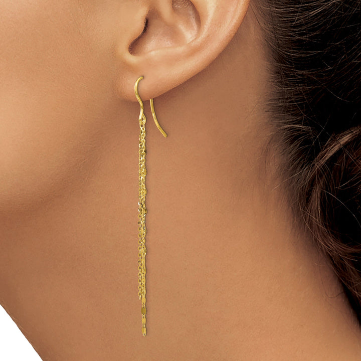 14k Yellow Gold Dangle Shephard Hook Earrings