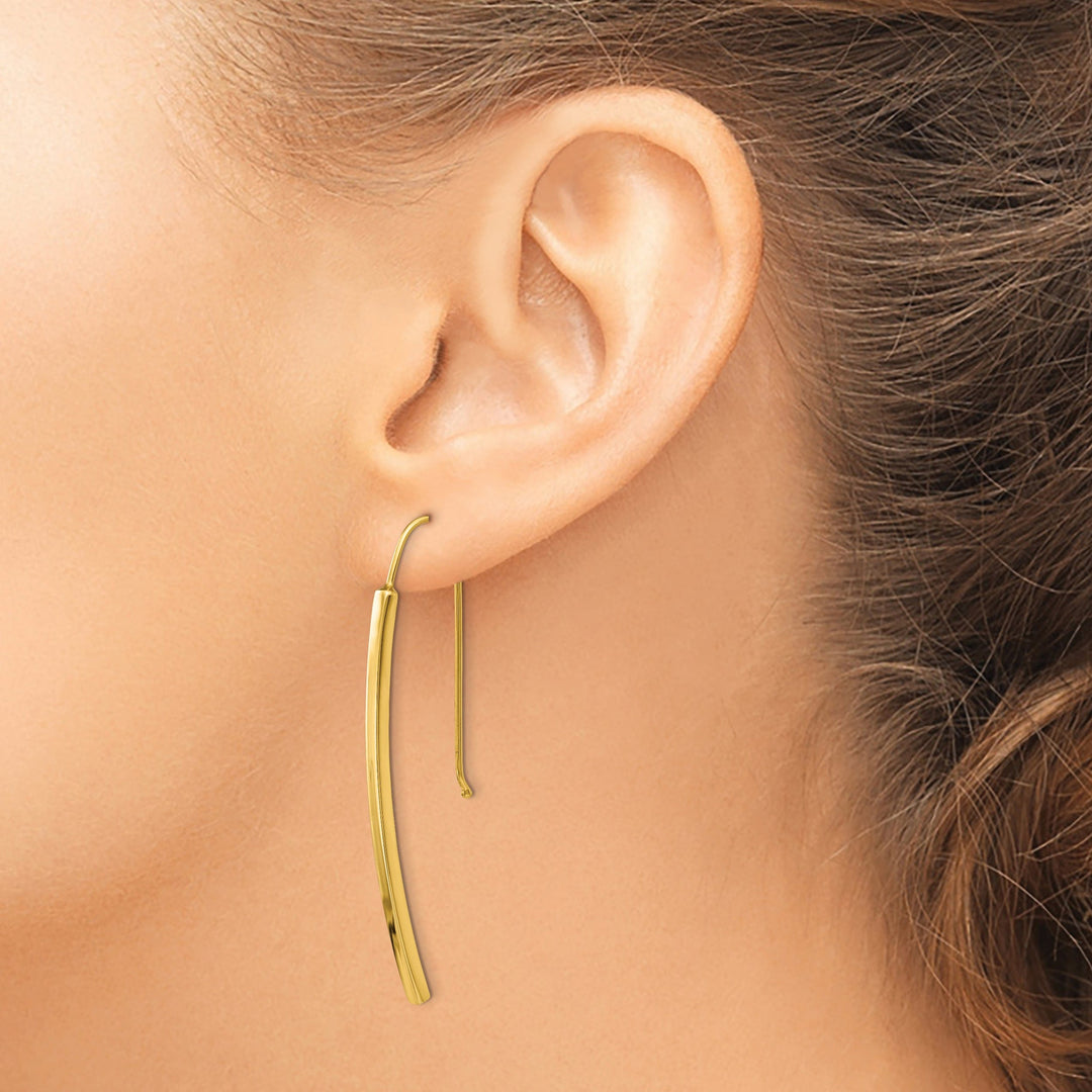 14k Yellow Gold Polished Dangle Bar Earrings