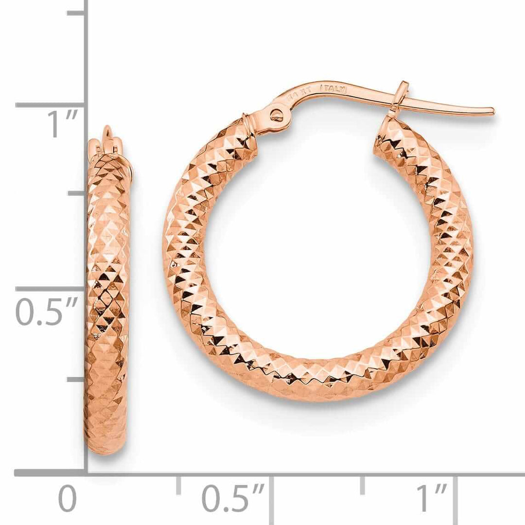 14k Rose Gold D.C Round Hoop Earrings