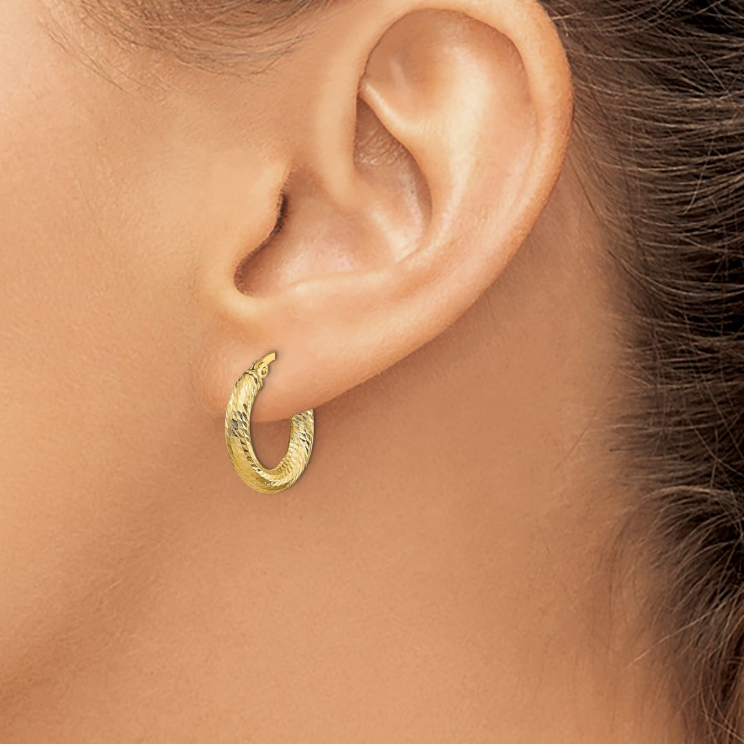 14k Yellow Gold D.C Round Hoop Earrings