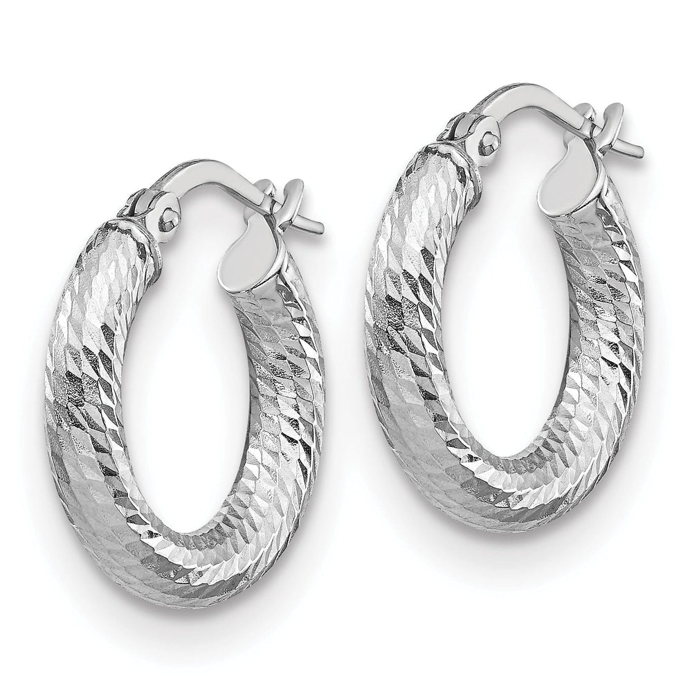14k White Gold D.C Round Hoop Earrings