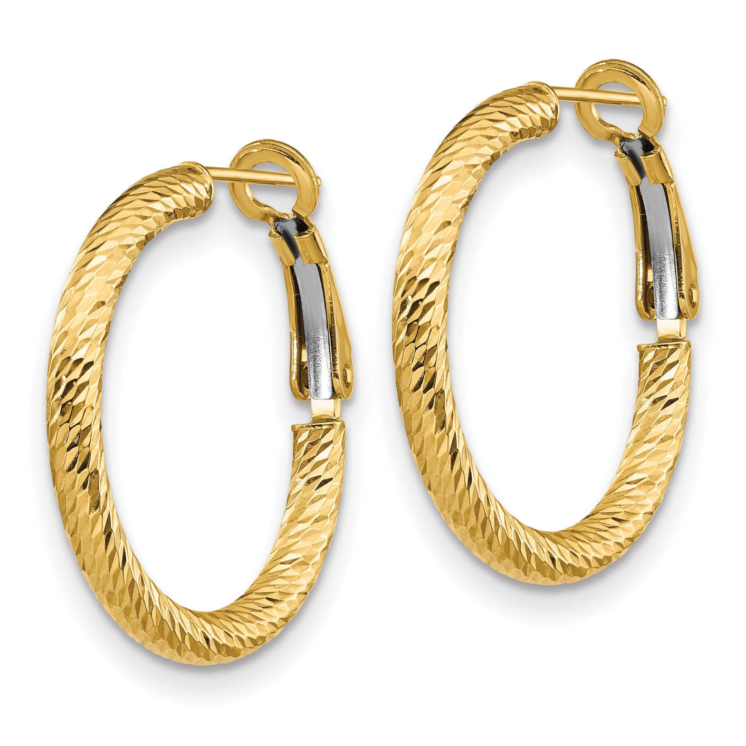 14k Yellow Gold D.C Round Omega Hoop Earrings