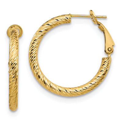 14k Yellow Gold D.C Round Omega Hoop Earrings