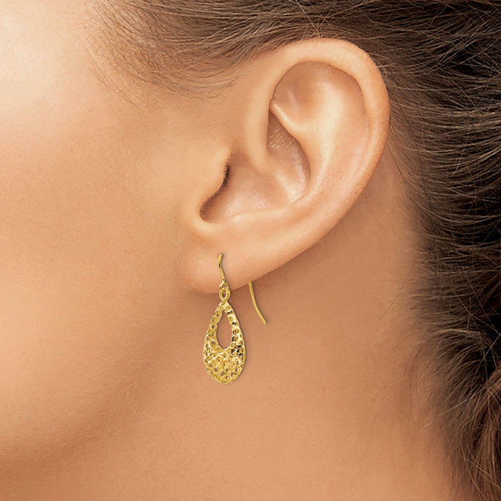 14k Yellow Gold Shepherd Hook Earrings
