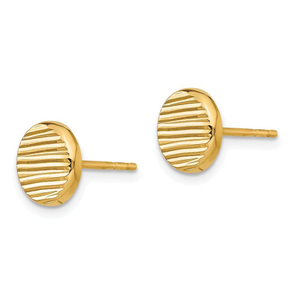 14k Yellow Gold Textured Disc Post Earrings