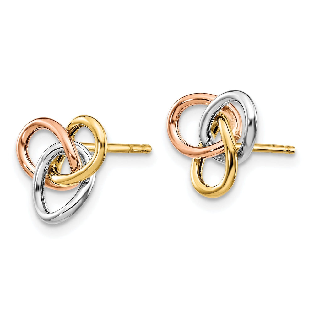14k Tri Color Gold Polished Rings Post Earrings